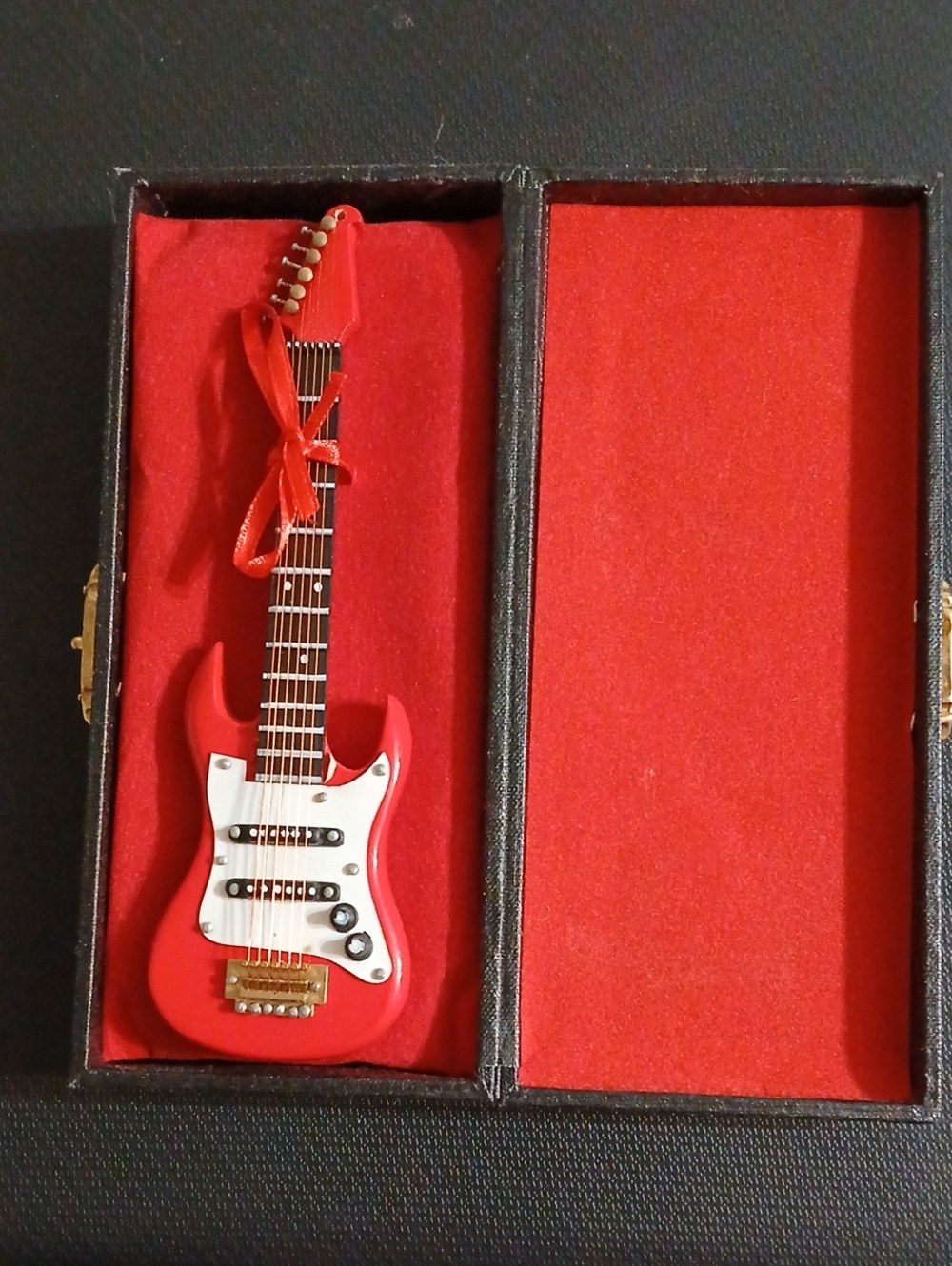 Miniature Red & Black Electric Guitar Display Case